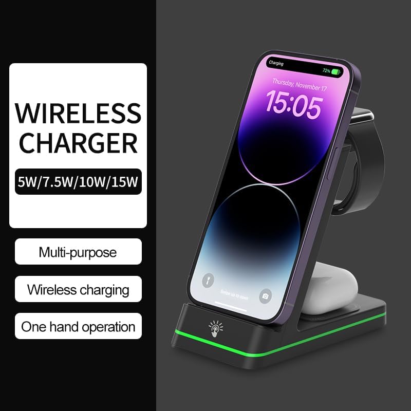 Ultimate 3-in-1 Wireless Charging Station for i Phone 16-11, Apple Watch & Air Pods – High-Speed Charger Dock for Seamless Device Power-Up (White, Enhanced Compatibility)