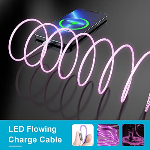 Illuminate Your Charging Experience with the 2 M/6 FT LED Lightning Charge Cable – Enhanced Apple Charger for Quick Sync and Data Transfer, Compatible with i Phone 13/12 Pro Max, 11 Pro, XR, XS Max, X, 8, 7, SE 2020, i Pad, and i Pod (Vibrant Blue) – Durable, Extra Long, Fast Charging Solution for Effortless Use in Low-Light Environments