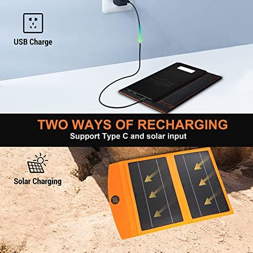 Ultra-Fast Portable Solar Panel Charger – 20 W Foldable Solar Power Bank with 20000 m Ah Capacity & USB-C Quick Charge, Ideal for Outdoor Adventures & Camping – Versatile Charging Solution with Built-in LED Light for i Phone, i Pad, Samsung Galaxy & More