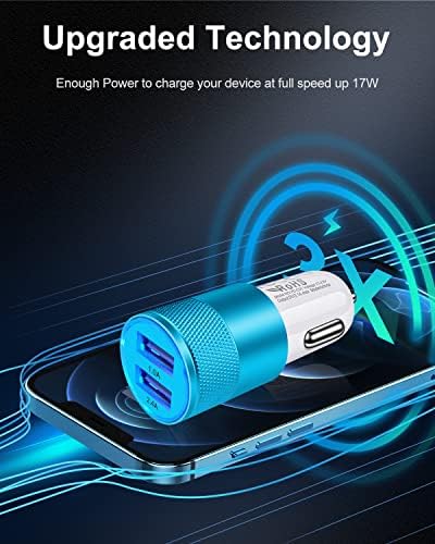 Rapid Charge Dual USB Car Charger Set – 2-Pack, 3.4 A High-Speed Adapter for i Phone 15/14/13/12/11 Pro Max & Samsung Galaxy S23/S22/S21 – Compact Design with Enhanced Safety and Compatibility for Effortless On-the-Go Power Solutions