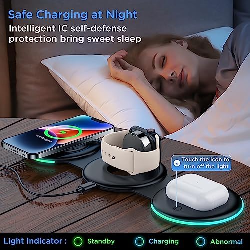 Revolutionize Your Charging Routine with the Ultimate 3-in-1 Magnetic Wireless Charger – Lightning-Fast Qi-Certified Power for Smartphones, Smartwatches, and Earbuds – Compact Foldable Design Perfect for On-the-Go Lifestyle – Elegant Black Finish for a Modern Touch