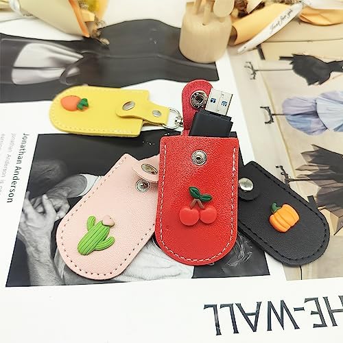 Stylish Pink Leather USB Flash Drive Case Set – 3 Durable Protectors for Safe Storage and Easy Access – Perfect for Women Who Love Chic Tech Accessories – Enhanced Compatibility & Speed for All USB Drives