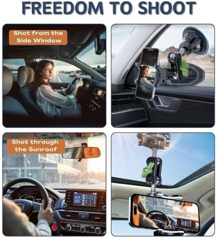 Ultra-Stable Suction Cup Phone Mount for Vloggers – 360° Rotating Holder for Windshield, Roof, and Car Window – All Smartphone Compatibility – Secure & Easy Installation for Capturing Stunning Content on the Go
