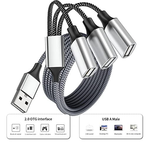 Fidioto 6.6 ft USB Extension Cable Splitter – Expand Your Connectivity with 1 Male to 4 Female Ports for Effortless Data Transfer and Charging – Ideal USB Hub Adapter for Printers, Keyboards, Flash Drives, Play Station, Laptops, and More, Ensuring Superior Compatibility and High-Speed Performance for All Your Peripheral Devices
