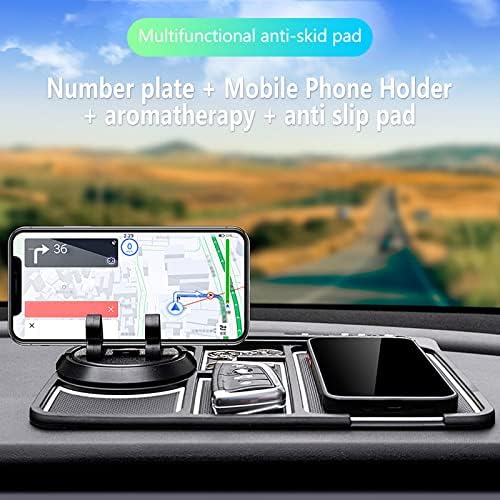 Revolutionary 4-in-1 Non-Slip Phone Pad for Cars: Glow-in-the-Dark Dashboard Mat with Integrated Parking Card Holder & Aromatherapy Enhancer – Universal Smartphone Compatibility (Red) for Enhanced Safety and Convenience