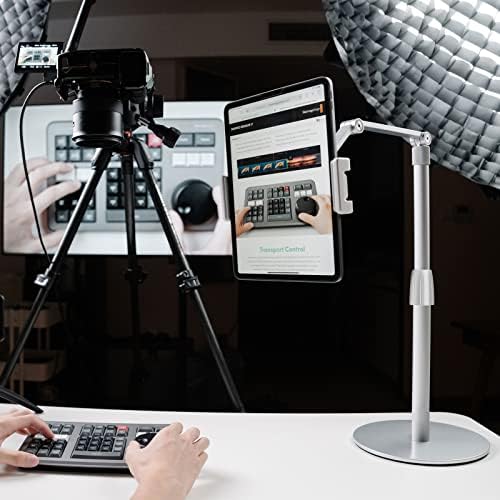 Transform Your Workspace with the Viozon 360-Degree Adjustable Overhead Stand – Premium Aluminum Holder for Smartphones & Tablets (3.5-11″) – Compatible with i Phone, i Pad Pro, Samsung, Nexus – Ergonomic Design for Enhanced Comfort and Stability – Perfect for Video Conferencing, Streaming, and Effortless Multitasking