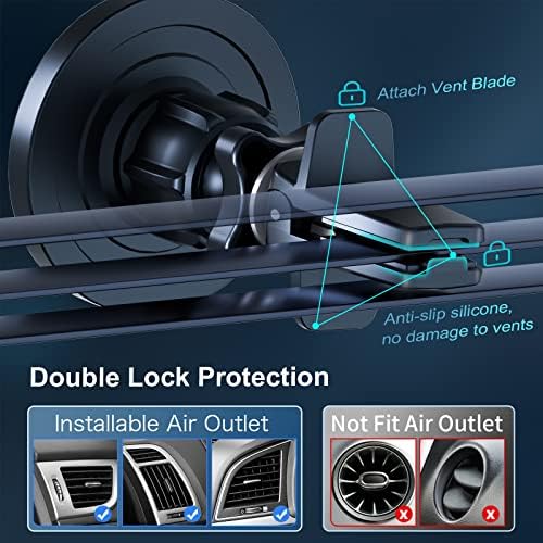 Experience Ultimate Convenience with the Magsafe Magnetic Car Phone Holder – 20 Powerful Magnets for Unmatched Stability, 360° Rotation for Perfect Viewing Angles, Designed for i Phone 12-16 Pro Max and Mini, Effortless Clip-On Air Vent Installation for Safe Hands-Free Navigation and Control