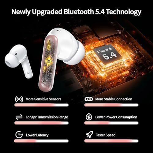Advanced Bluetooth 5.4 Wireless Earbuds – Superior Deep Bass Audio with Noise-Canceling Mic, 38-Hour Battery Life, IPX7 Waterproof Rating, LED Battery Indicator – Optimized for Android & i OS, Tailored for Fitness Enthusiasts and Everyday Listening