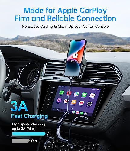 Premium Coiled Lightning Charger Cable for Car – 2-Pack with 3 FT & 5 FT Lengths, MFi Certified Retractable Cord for i Phone 14/13/12/11 Pro Max/XS MAX/XR/XS/8, i Pad & i Pod – Fast Charging & Enhanced Compatibility for Effortless Power on the Road