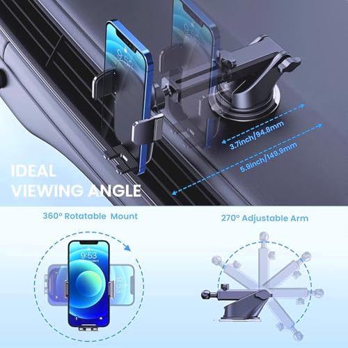 Universal Car Phone Mount: Hands-Free Adjustable Holder for Safe Driving – Secure Air Vent Smartphone Stand for i Phone & Android – 360-Degree Rotation for Optimal Viewing and Easy Access – Durable Lightweight Design for All Vehicles
