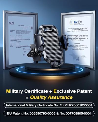 VANMASS Enhanced Car Vent Phone Holder Mount – Universal Smartphone Cradle for i Phone 13 Pro Max, 12, 11, X, XR, XS, 8, 7 Plus, Mini, SE & Android Devices – Secure Handsfree Accessory with Quick Clamp Mechanism and 360-Degree Rotation in Sleek Red Finish for Ultimate Driving Convenience