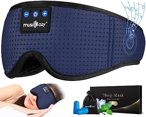 Transform Your Sleep Experience with the MUSICOZY Bluetooth Sleep Mask – Premium Wireless Eye Cover Featuring Built-In Earbuds for Ultimate Comfort, Perfect for Side Sleepers, Office Relaxation, and Travel – Advanced Bluetooth 5.4 Connectivity for Effortless Pairing and High-Quality Sound, Ideal Tech Gift for Anyone Seeking Restful Slumber.