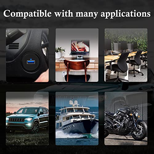 BATIGE Type C USB 3.0 Flush Mount Extension Cable – 3 ft Alloy Shell Car, Truck & Motorcycle Dashboard USB Port with LED Indicator for Enhanced Durability and Seamless Connectivity