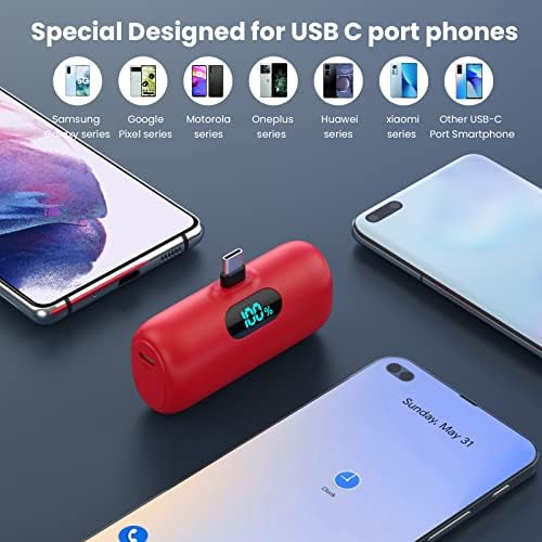 Ultra-Compact 5000 m Ah Power Bank – High-Speed USB-C Mini Portable Charger with LCD Display, Perfect for i Phone 16/15 Series & Android Devices – Lightweight Battery Pack for Travel and Daily Use, Enhanced Compatibility & Fast Charging Solutions