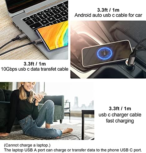 High-Speed USB A to USB C Cable (3.3 FT & 10 FT) – 10 Gbps Data Transfer, 60 W Fast Charging for Samsung Galaxy S23/S22/S21/S20/S10 Ultra & All Type C Devices – Durable Nylon Braided Design for Ultimate Flexibility and Performance