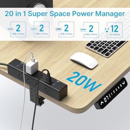 Revolutionize Your Workspace with the CCCEI 12-Outlet Power Strip and 20 W USB-C Charging Hub – Premium Surge Protector with 4800 J Defense, Easy-Access Switch, and 6 FT Cord for Thicker Desk Edges or Screw Mounting – Perfect for Home or Office Organization