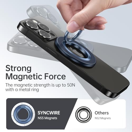 Syncwire Magnetic Phone Ring Holder – Titanium Alloy Kickstand for i Phone 12-16 Pro Max & Compatible Android Devices – Ergonomic Design, Enhanced Mag Safe Stability, Lightweight Grip for Ultimate Hands-Free Convenience