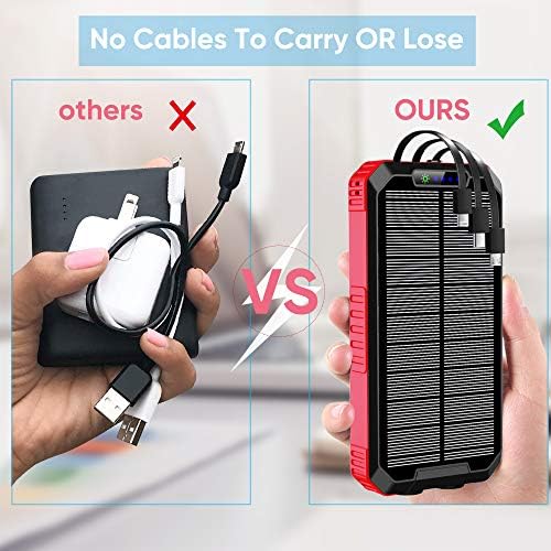 OIMYE 30000 m Ah Solar Power Bank – Advanced Wireless Fast Charging for i Phone, Android & Tablets, Ideal for Outdoor Adventures with 3 Versatile Cables & Built-in LED Flashlights, Durable & Weather-Resistant Design for Ultimate Portability and Reliability