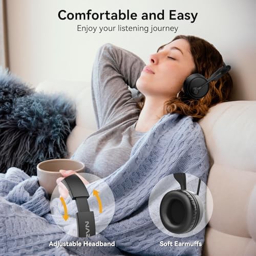 LEVN Professional Wireless Bluetooth Headset with AI Noise Cancellation – 60 Hours of Uninterrupted Battery Life, Effortless Dual Device Pairing, and Mute Functionality for Ultimate Call Clarity – Ideal for Laptops, Smartphones, and Busy Call Centers – Ergonomically Designed for All-Day Wear and Comfort