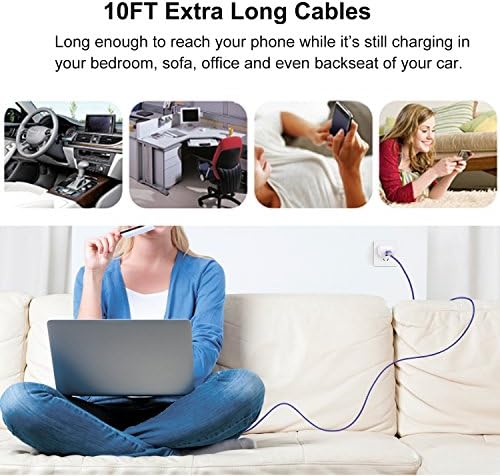 10 ft USB C Fast Charging Cable 3-Pack – Durable Nylon Braided Type C Charger for Android & i Phone 16/15 Pro Max, Samsung Galaxy S25/S24/S23 – Enhanced Performance, Versatile Compatibility & Rapid Data Transfer
