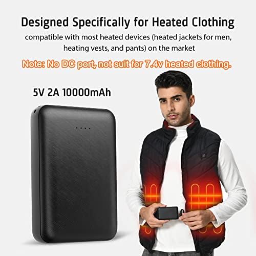 Ultimate 10,000 m Ah Rechargeable Battery Pack for Heated Vests and Jackets – High-Speed 5 V 2 A Portable Power Bank for Uninterrupted Warmth in Cold Weather – Ideal for Men and Women’s Heated Clothing Accessories – Lightweight, Durable, and Optimized for Maximum Compatibility