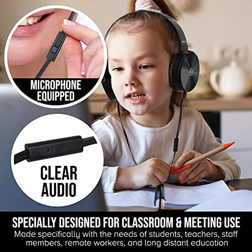 Transform Your Classroom Experience with Colorful Wired Headphones – 5-Pack Earphones with Microphone for K-12 Learning, Noise Isolation, and Comfort for Engaging Virtual Classes and Meetings