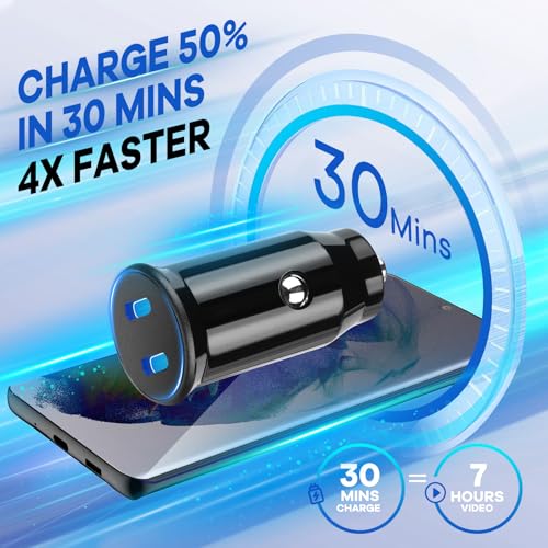 40 W Dual-Purpose Fast Charging Car Charger for Samsung Galaxy Smartphones & Smartwatches – 5 FT Premium Charging Cable for Galaxy S24/S23/S22/21/20, Note/Z Fold 6 & Watch 7/6/5/4/3 Active2/1 – Essential Travel Charger for Maximum Convenience and Durability on the Go