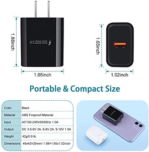 Ultra-Fast Quick Charge 3.0 Wall Charger for Samsung Galaxy Devices & Moto G Power 2025 – High-Speed USB-C Charging Block with Durable Type-C Cable – Compact, Efficient & Compatible with Multiple Models for Optimal Performance