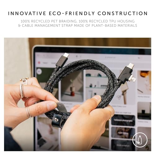 Power Your Devices Sustainably with the Native Union Belt Cable Duo Pro – 8 ft Ultra-Strong Braided 240 W Charging Cable for Lightning & Type-C – Eco-Friendly Design with 2-in-1 MFi Certified Connectors for Enhanced Compatibility and Rapid Performance – Perfect for Home, Office, and On-the-Go Charging