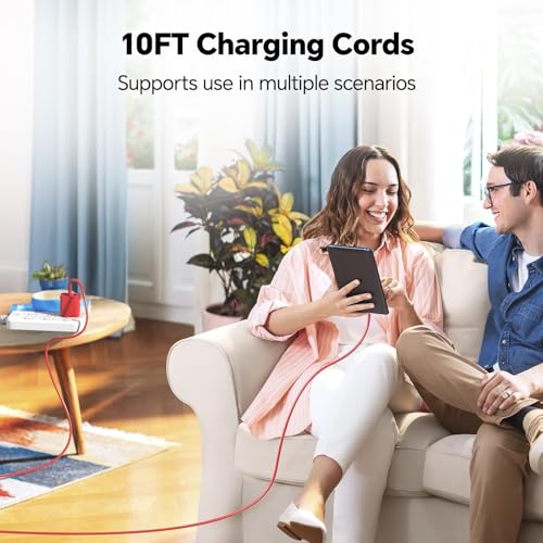 Ultra-Fast 60 W USB-C Charger Set – 3-Pack with 10 FT Charging Cables for i Phone 15/16 Pro/Max/Plus, i Pad Air/Pro, Samsung Devices – High-Speed Charging in Vibrant Red, Purple, Green – Maximum Compatibility & Convenience for On-the-Go Power Solutions