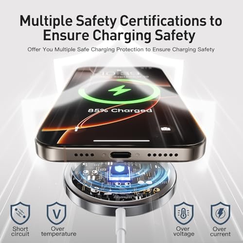 Magnetic Wireless Charger for i Phone 2025 – Fast Charging Pad with Mag Safe Technology, Compatible with i Phone 16/15/14/13/12 Pro Max & Air Pods 2/3/4 – 3-Pack Portable Solution for Cordless Convenience and Enhanced Safety