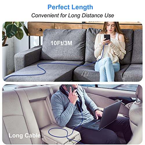 10 ft Right Angle USB C Cable 5-Pack – Fast Charging Nylon Braided Charger for Samsung Galaxy S25, S24, S23, A16, A15 & Google Pixel 9, 8 – Superior Durability and Comfort for Gaming and Daily Use – Enhanced Compatibility for All Type C Devices