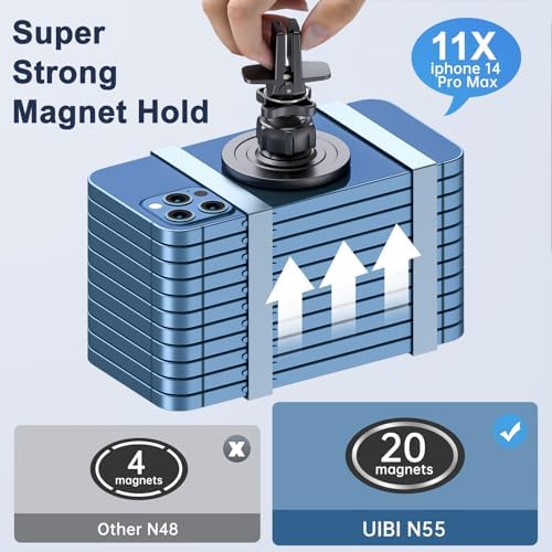 Experience Ultimate Convenience with the Magsafe Magnetic Car Phone Holder – 20 Powerful Magnets for Unmatched Stability, 360° Rotation for Perfect Viewing Angles, Designed for i Phone 12-16 Pro Max and Mini, Effortless Clip-On Air Vent Installation for Safe Hands-Free Navigation and Control