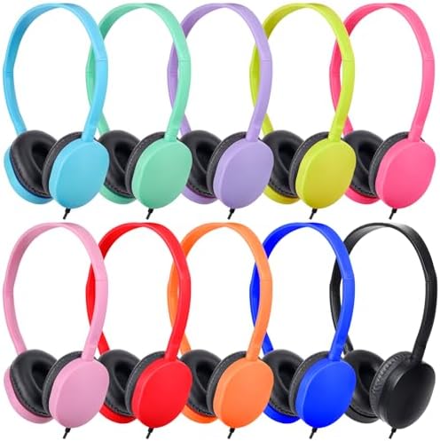 Bulk 25-Pack Classroom Headphones for Kids – Colorful 3.5 mm Earphones Perfect for Student Engagement and Group Learning – Comfortable, Durable Design for Everyday Academic Use