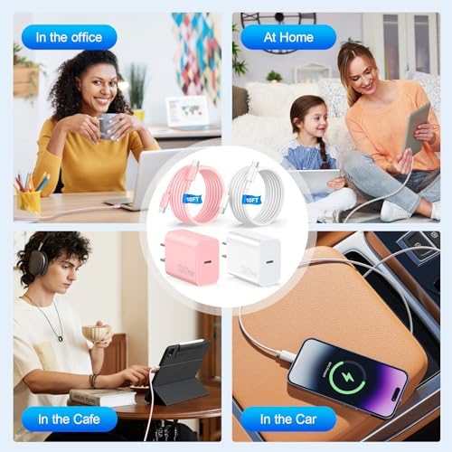 Ultimate Fast Charging Kit for i Phone 16 & Samsung Galaxy – 10 FT USB-C Charger Cable with High-Speed Type C Block – Universal Compatibility for i Phone 16/15/Plus/Pro/Pro Max & Samsung S24/S23/S22/S21 – Reliable, Durable, and Efficient Charging Solution for All Your Devices