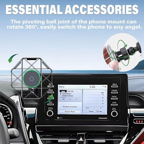 Car Phone Holder for Toyota Camry 2021 2022 2023 2024 Accessories Apply to 9 Inch Touch Screen 15W Fast Wireless Charger Screen Fixed Clip Cell Phone Mount Hands-Free 360 Degree Rotation – Enhanced Compatibility and Speed