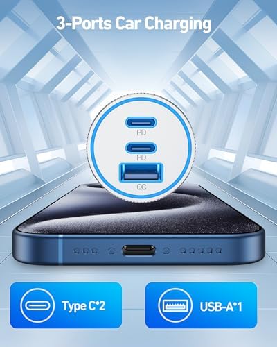 Ultimate 4-in-1 USB C Fast Charging System: 67 W 3-Port Car Charger, 45 W Wall Adapter, and Dual 3 FT USB C Cables for i Phone 16 Series, i Pad, and Mac Book – Superior Speed and Compatibility for On-the-Go Power Solutions
