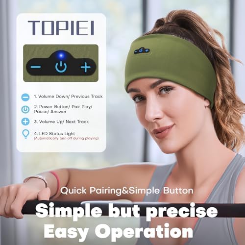 Revolutionary Bluetooth Sleep Headphones Headband for Ultimate Comfort – 14-Hour Wireless Playtime with Superior HD Stereo Sound for Side Sleepers and Active Lifestyles – Stylish Olive Design, Ideal for Yoga, Running, and Relaxation – Perfect Gift Choice for Men, Women, and Teens