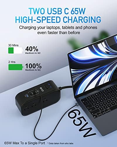 10 FT USB C Surge Protector Power Strip with 6 AC Outlets & 3 Fast Charging USB Ports – Ideal Travel Charging Station with Overload Protection, Flat Plug Design, and Wall Mount Capability for Home Office & Dorm Use – 1875 W/15 A Enhanced Safety & Speed