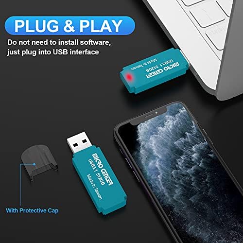 Micro Center Pro 512 GB USB 3.1 Gen1 Flash Drive – Ultra-Fast External Data Storage Solution for Professionals and Students – Compact Green Thumb Drive with Enhanced Compatibility for PCs, Laptops & Consoles