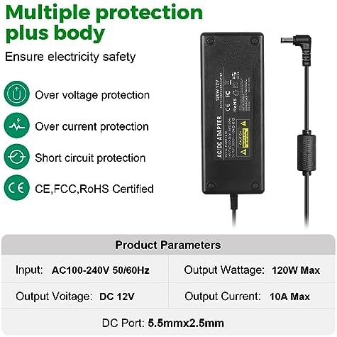 Le Tao Xing 12 V 4 A Power Supply Adapter – Reliable AC to DC Charger for LED Strip Lights & CCTV Systems | High-Efficiency 48 W Output with 5.5 mm x 2.5 mm Connector for Universal Compatibility and Rapid Power Delivery