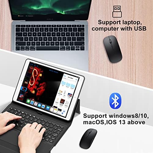 Ultimate Wireless Bluetooth Mouse for i Pad, Mac Book Pro, Air, and PCs – Rechargeable Silent Design for Productivity on the Go – Portable Slim Dual Mode Mouse with LED Indicators and Universal Compatibility