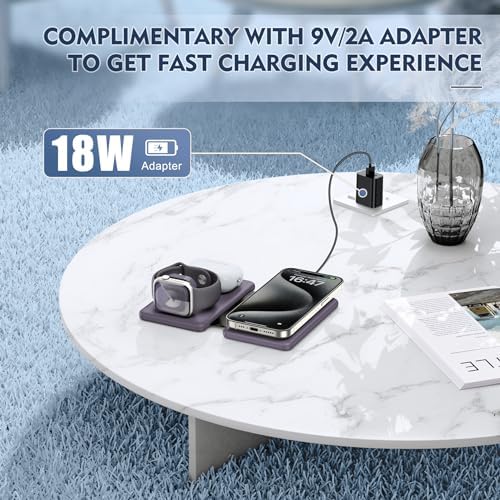 Revolutionize Your Charging Experience with the Ultimate 3-in-1 Wireless Charging Station for i Phone, Apple Watch, and Air Pods – Magnetic Foldable Design for Enhanced Portability and Fast Charging Compatibility with i Phone 16, 15, 14, 13, 12 Pro Max Plus – Effortlessly Streamline Your Tech Setup and Eliminate Cable Clutter – Durable and Stylish Solution for Home and Office Use