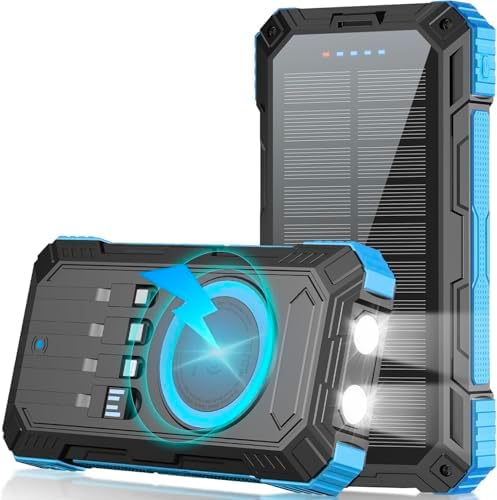 Ultimate 49800 m Ah Solar Power Bank – Fast Charging Wireless Charger with Integrated 4 Cables, 22.5 W QC3.0, 6 Outputs & 2 Inputs for Unmatched Compatibility – Ideal Portable Solution for Outdoor Adventures and Daily Use – Stylish Orange Design for On-the-Go Power