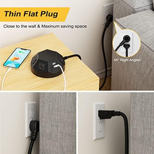 Advanced Power Strip Tower with Surge Protection, 20 W USB-C Charging Ports, 4 AC Outlets, and 4 USB Ports – 6.56 FT Extension Cord for Optimal Connectivity in Home Office, Bedroom, and Living Spaces – Compact Design for Space-Saving Efficiency and Enhanced Device Safety