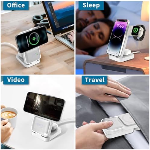 3-in-1 Wireless Charging Dock for Apple Watch, i Phone, and Air Pods – Fast, Efficient Multi-Device Charger Station for Enhanced Compatibility (Black)