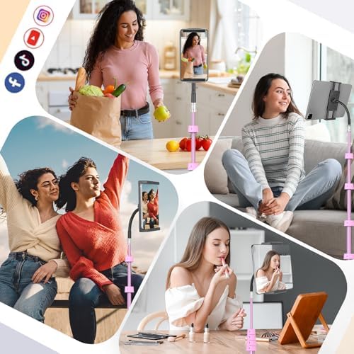 Aureday 67” Adjustable Tripod Stand for Tablets and Smartphones – Versatile Holder for i Pad Mini/Air/Pro, Kindle, Switch, and More – Perfect for Streaming, Video Conferencing, and Content Creation with Enhanced Stability and Portability