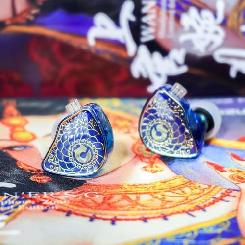 YINYOO TANGZU Wan er S.G High-Fidelity In-Ear Monitors – Exceptional 10 mm Dynamic Driver Earbuds with Ergonomic Comfort Design, Detachable Cable, Integrated Microphone – Perfect for Audiophiles, Musicians & Sound Lovers in Vibrant Blue Finish for Unmatched Audio Performance