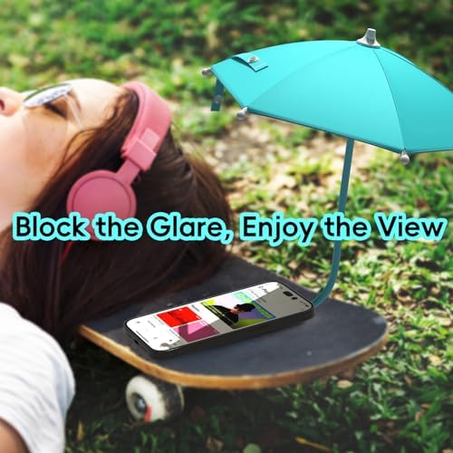 Portable Black Magnetic Phone Umbrella with Adjustable 360° Shade, Foldable Sun Protection & Built-in Ring Holder – i Phone 12-16 Compatible and More Devices, Magnetic Sticker for Quick Setup and Enhanced Functionality