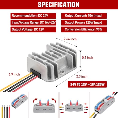 Nilight 48 V to 12 V Waterproof DC Voltage Converter – High-Efficiency 240 W Regulator for Golf Carts & Electric Scooters – Reliable Step-Down Power Supply with Overcurrent Protection and Easy Installation for Enhanced Energy Performance